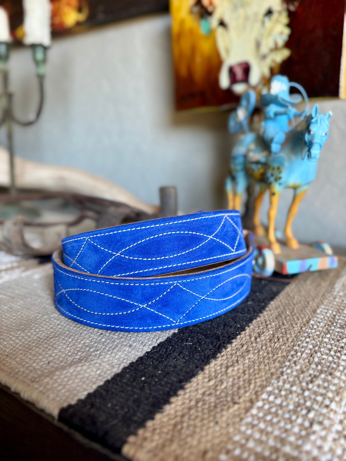 Suede Belt - Blue
