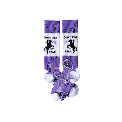 Don't Ride in Fear Lavender Performance Boot Socks